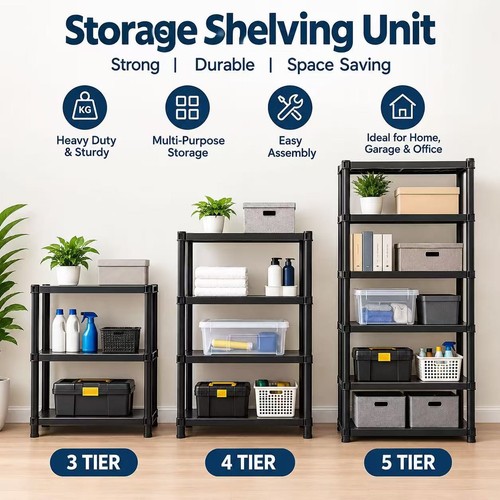 Tier plastic shelving - 3/4/5,
